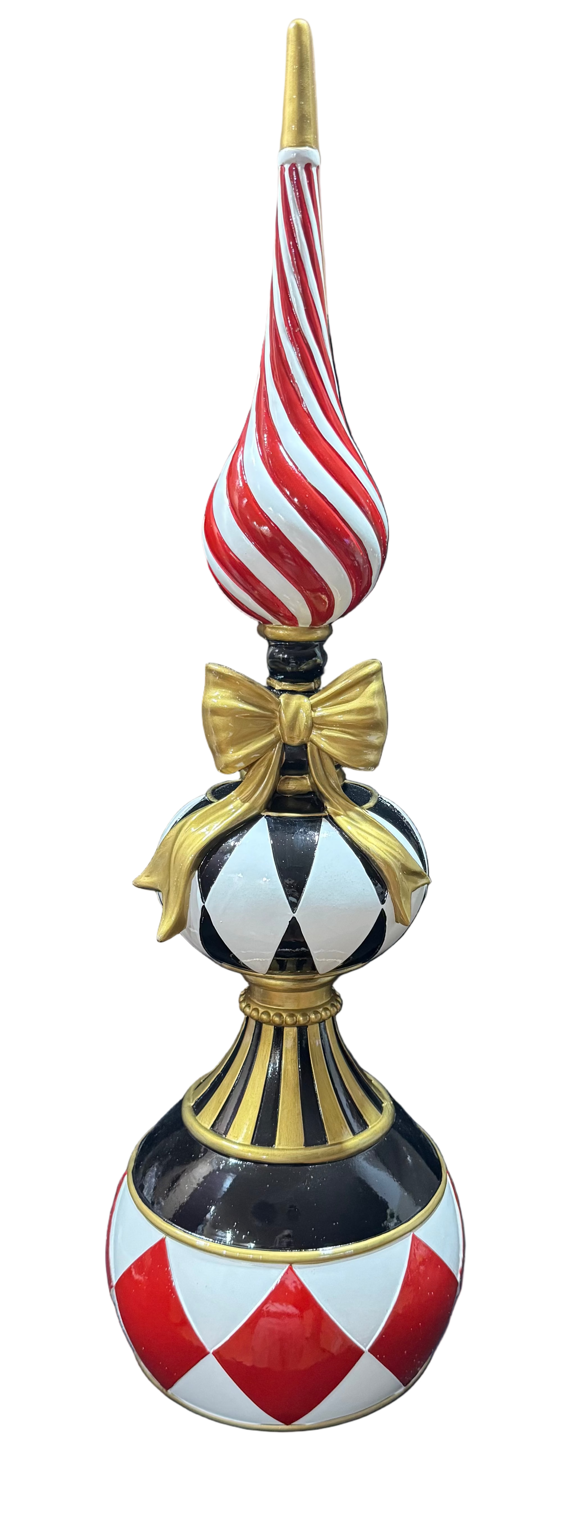 Black White Gold and Red Finial